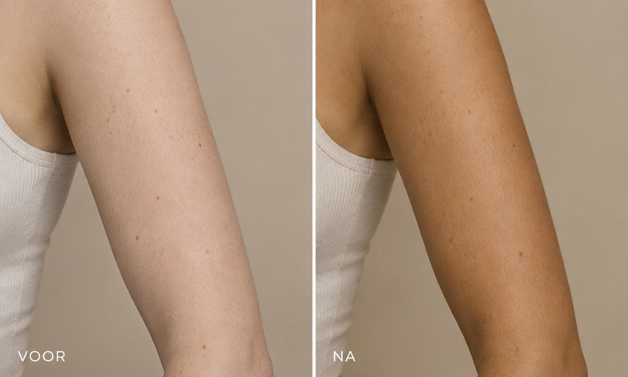 Spray tan voor en na — armen — licht