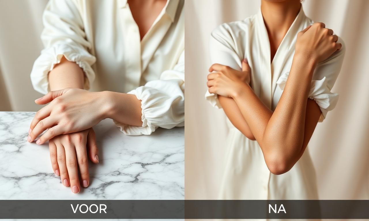 Spray tan voor en na — armen — licht