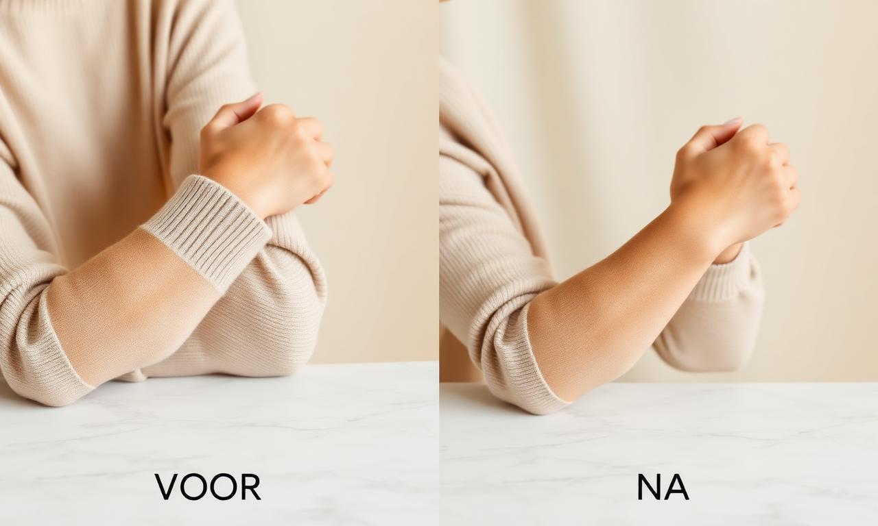 Spray tan voor en na — armen — licht