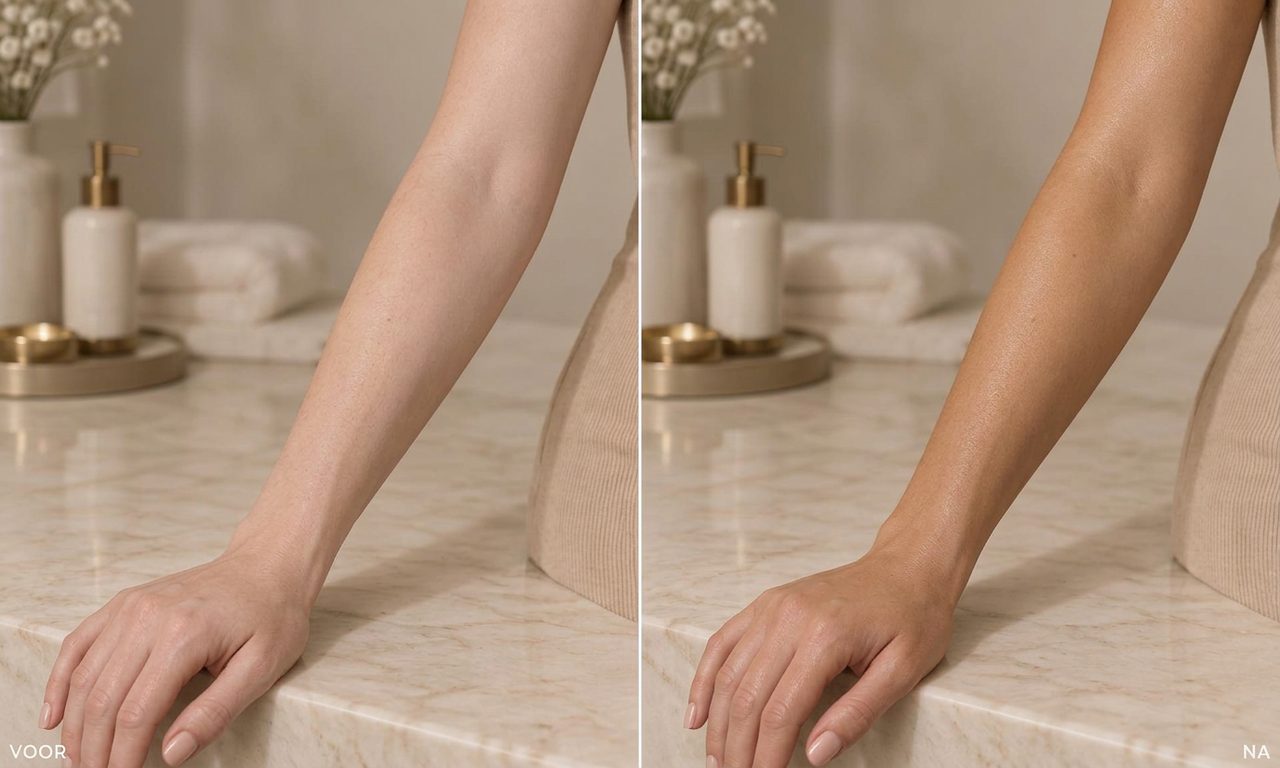 Spray tan voor en na — armen — licht