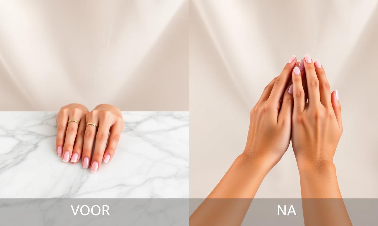 Spray tan voor en na — handen — licht