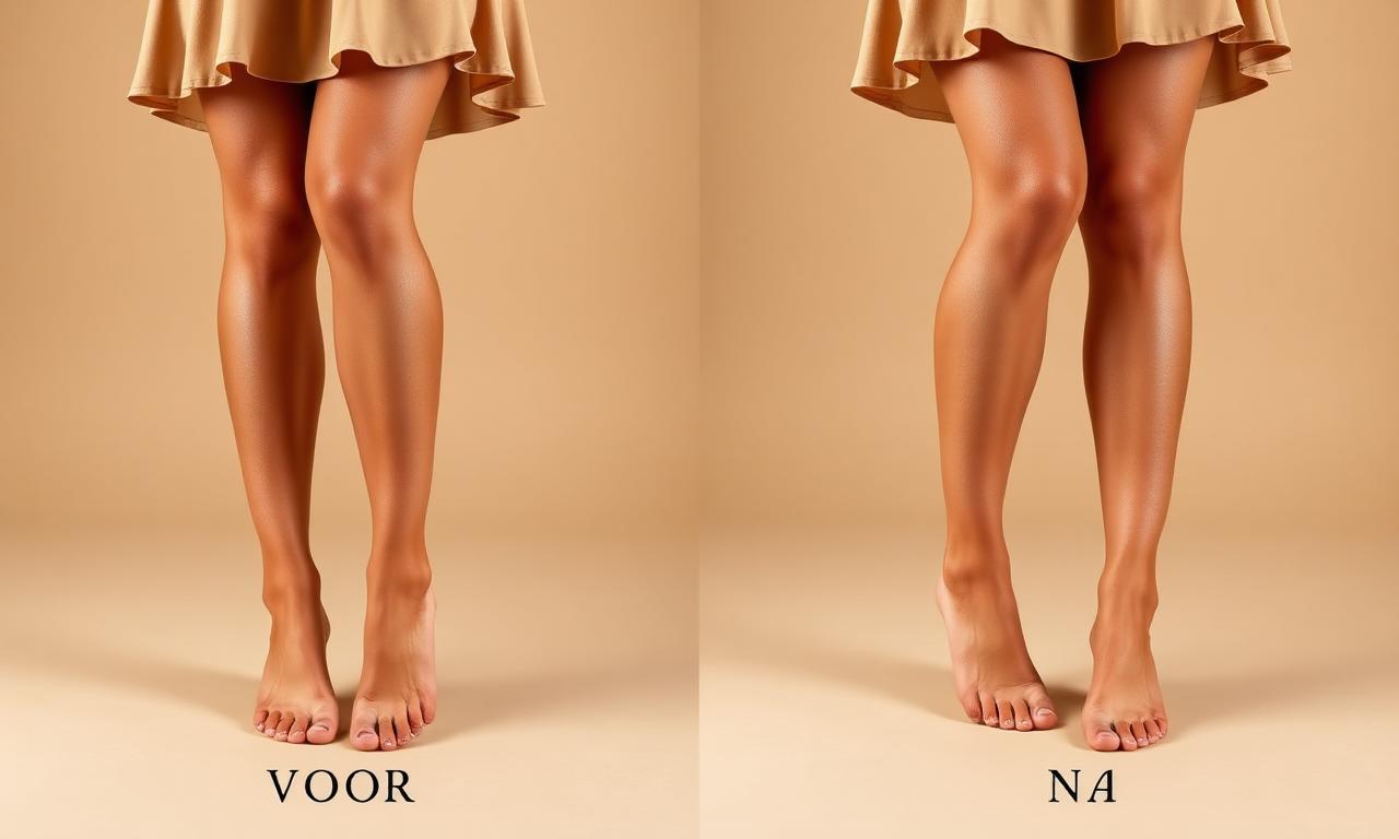 Spray tan voor en na — vakantie glow
